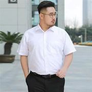 商务正装特大码短袖，衬衫男士薄款修身工作装，纯色加肥宽松胖子衬衣