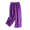 夏季纯亚麻七分裤女宽松阔腿裤高腰薄款垂感显瘦紫色休闲裤
