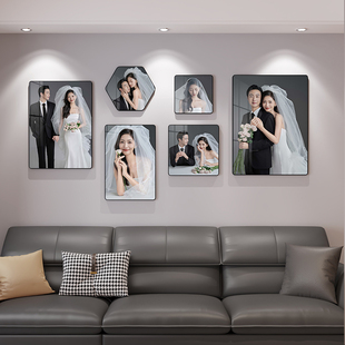 照片墙装饰创意婚纱照相框，定制挂墙相册客厅沙发，背景相片墙免打孔