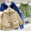 韩版男童外套洋气宝宝宽松防风衣，春秋款童装，儿童立体大口袋拉链衫