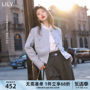 lily2024春女装绵羊毛复古优雅小香风，气质都市通勤款短外套女