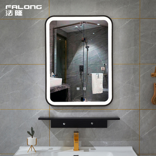 铁艺边框卫生间浴室镜竖挂led智能灯镜防雾洗手间，镜酒店壁挂镜子