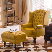 美式乡村老虎椅单人沙发 欧式小户型客厅卧室书房高背椅
