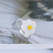 创意个性s925纯银花朵，指环可爱鸡蛋花戒指少女开口戒甜美百搭饰品
