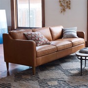 真皮沙发头层牛皮，北欧客厅后现代简约港式小户型，复古三人皮艺沙发