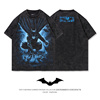 TEE7-蝙蝠侠DC漫画水洗做旧T恤复古印花美式Oversize男款纯棉短袖