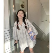 韩系甜美娃娃领300斤衬衣2023年秋季胖MM宽松小个子长袖大码衬衫