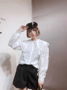 衬衫229欧洲站，春季女装韩版气质娃娃，领拼接蕾丝白色上衣