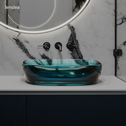 彩色透明台上盆酒店民宿艺术设计水晶玻璃洗漱台厕所卫生间洗手盆