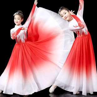 儿童演出服大摆裙万疆灯火里的中国歌舞蹈，服现代舞开场舞蹈表演服