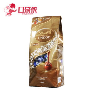 瑞士Lindt瑞士莲牛奶软心巧克力球黑巧600g圣诞节礼袋糖果喜糖