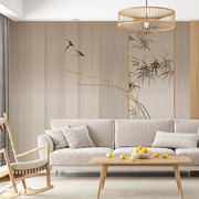 轻奢新中式墙布燕子壁布，客厅卧室床头电视，背景墙壁纸沙发竹子墙纸