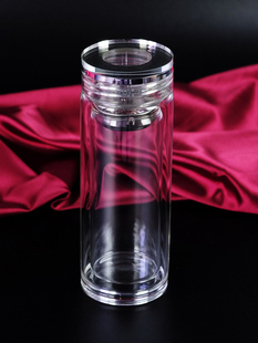 带盖玻璃杯便携小水晶透明男女，双层定制加厚大容量耐热泡茶水杯子