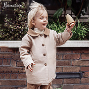 韩国Benzdeer 23秋冬季男女童欧美风娃娃领风衣外套大衣上衣