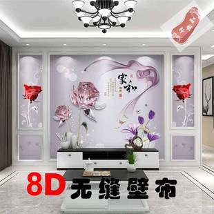 18d电视背景墙壁纸装饰客厅，现代简约壁画3d影视墙纸立体墙布大气
