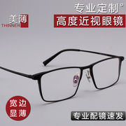 近视眼镜男纯钛超轻镜框配高度数，眼镜变色防蓝光抗辐射复古眼镜架