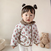韩版女宝宝秋冬装婴儿夹棉外套幼儿加绒洋气棉衣棉袄上衣碎花开衫
