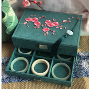 中国风刺绣首饰手镯盒，饰品双层戒指项链收纳盒大容量母亲节