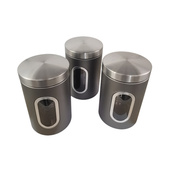 三件套储物罐金属食品储存罐茶叶罐彩色可视储物罐咖啡罐