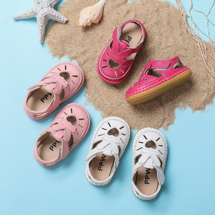夏季包头皮面宝宝凉鞋女0-3岁小童透气不掉鞋婴儿学步鞋软底