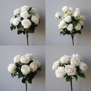 白玫瑰洋牡丹把束 家居摄影仿真插花结婚庆花墙样版房装饰摆件