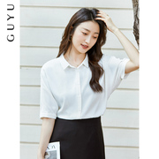 雪纺衬衫女短袖韩版夏季薄款中袖上衣正装白色衬衣职业气质工作服