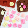 巧克力硅胶模具蛋糕装饰纽扣华夫饼字母数字翻糖模diy甜甜圈模具