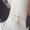 锆石裸钻单钻14k彩金玫瑰金脚链(金脚链)简约韩版时尚女款钛钢防过敏足链