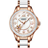 进口瑞士手表全自动机械镶钻品牌白色女时尚陶瓷圆形夜光国产腕表