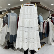 设计感小众镂空刺绣蕾丝，半身裙度假风，沙滩a字裙超仙白色绣花长裙