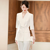 职业装白色西装套装女高端大码正式场合面试正装，工作服高级感夏天