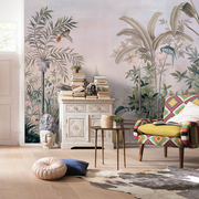 欧式复古中世纪热带雨林，壁画植物叶子美式田园壁纸，客厅卧室背景墙