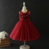 2023女童蓬蓬纱裙，韩版中大儿童绣花红色礼服，公主连衣裙子