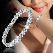 欧美罗马手链女锆石水晶，手环镶钻时尚饰品满钻女
