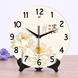 承沁陶瓷钟表创意时钟摆件客厅卧室静音挂钟座钟两用中式电子钟