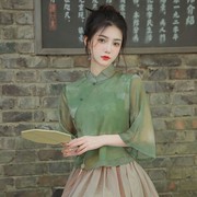 汉服女款新中式套装中国风女装禅衣茶服两件套日常改良旗袍连衣裙