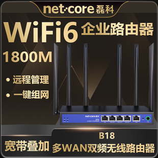 磊科WiFi6路由器B18全千兆1800M无线5G企业高速多WAN口宽带叠加IPTV商铺家用穿墙大功率光纤铁壳电信移动联通