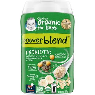 嘉宝 PowerBlend 有机婴儿食品，8 个月以上，益生菌燕麦片鹰嘴豆