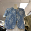 十三行设计感小众蓝色蕾丝西服短款外套女装春季薄款开衫上衣