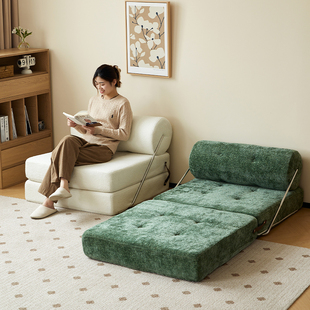三又木可折叠沙发床复古奶油风布艺单人沙发小户型塔吉沙发床两用