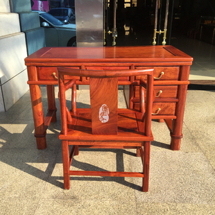 红木家具缅甸花梨木电脑桌书桌，办公桌写字桌正宗大果紫檀实木桌子