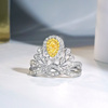 18k金天然(金天然)黄钻戒指，女群镶baby款轻奢满钻粉钻结婚订婚戒指