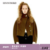 设计师品牌iiiviviniko冬季咖色高领，羊毛大衣外套