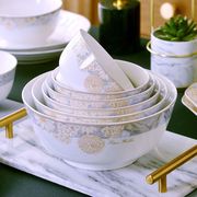 金边高脚碗家用陶瓷饭碗新骨瓷餐具面碗汤碗菜碗高档米饭小碗