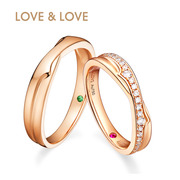 love&love珠宝白18k玫瑰，金钻石(金钻石)戒指，男女款对戒真爱之花系列