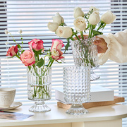 花瓶摆件法式创意高级感客厅，水晶玻璃插花鲜花，玫瑰餐桌轻奢装饰品