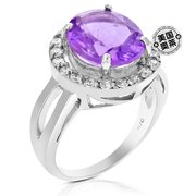 vir jewels 4 cttw 紫色紫水晶戒指 .925 纯银配铑椭圆形 12x10