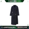 99新未使用香港直邮Max Mara 深蓝色双排扣羊毛大衣 90110911