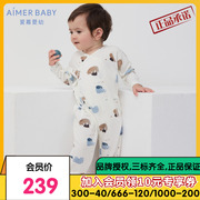 Aimer Baby爱慕婴儿亲亲安睡中性婴幼系绳长袖连体爬服AB3755991