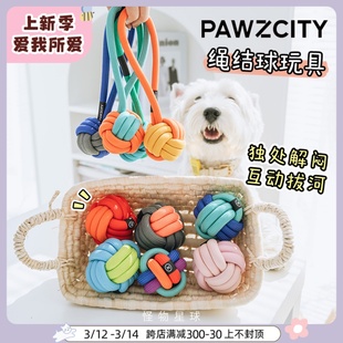 pawzcity握爪冰淇淋咬咬球狗狗，绳结球训练巡回球成幼犬互动狗玩具